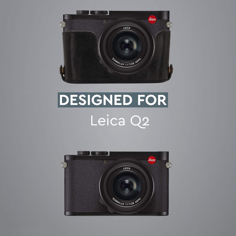 MegaGear MG1718 Ever Ready Genuine Leather Camera Half Case Compatible with Leica Q2 - Black - Image 4